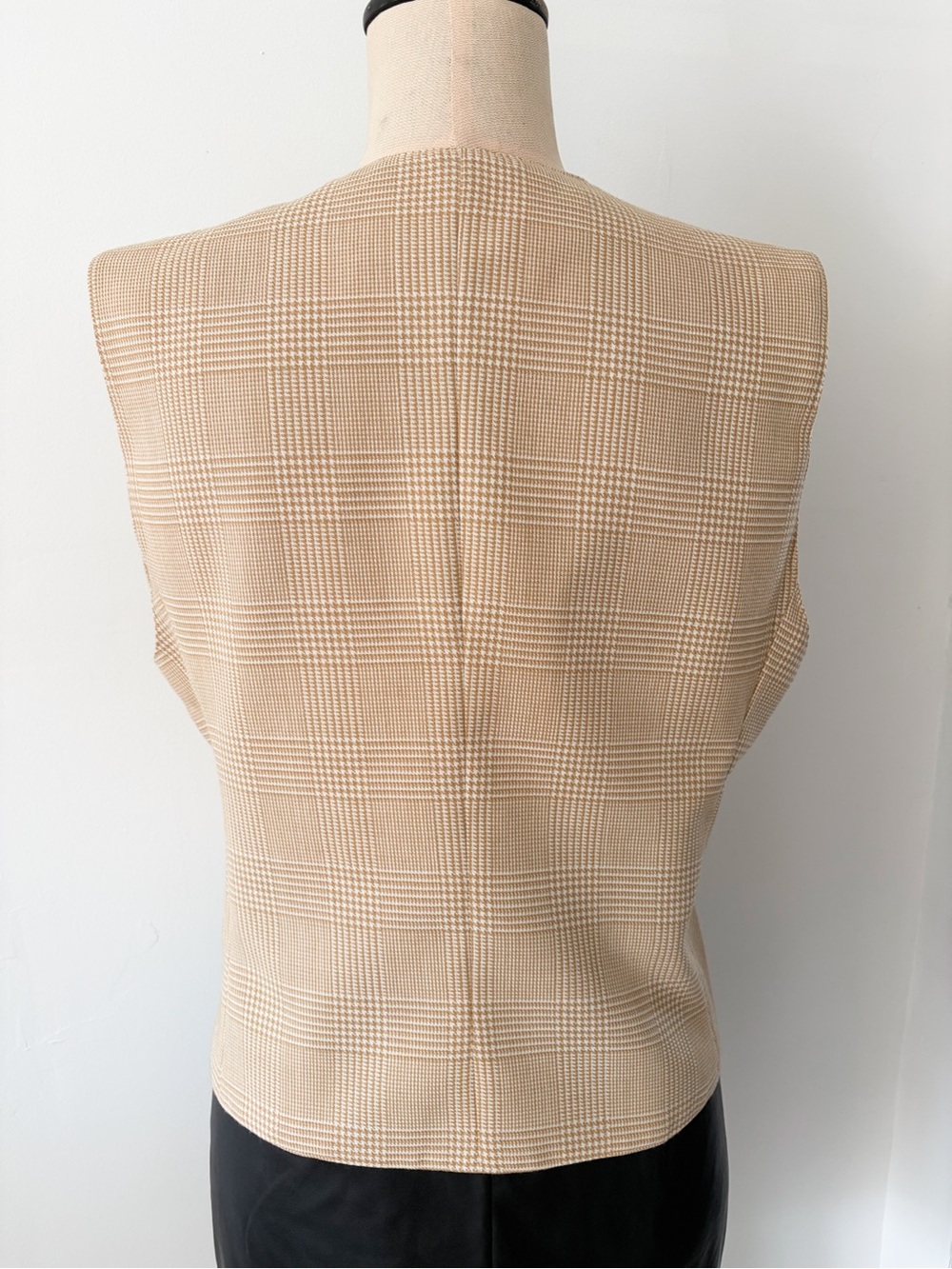 Vintage AGMIR Beige Plaid Houndstooth Vest, Size M - Made in Europe - Picture 10 of 10